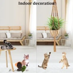 4 Stuks Luxe Jute Plantenhangers - Boho Handgeweven Katoen Hangpot Voor Binnen/Buiten - Hangende Bloempot Met Kralen - Macramé Touw/Koord Hangplant Houder - Bohemian Wandhanger Decoratie - Plant Hanger - Verticale Tuin Bloempothouder Planthanger -Tuin En Buiten 1200x1200 684
