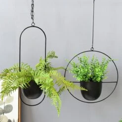Be-Inspired® Hangende Bloempot Ovaal - Bloempot Binnen - Voor Hangplant – Plant Bloem Pot Met Opknoping – Plantenhanger - Plantenbak - Industrieel – Scandinavisch - Metaal - Zwart -Tuin En Buiten 1200x1200 699