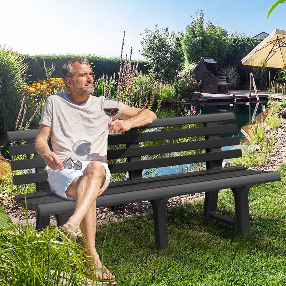 Casaria Tuinbank Orchidea – Kunststof/240kg Belastbaar – Antraciet 8 Casaria Tuinbank Orchidea – Kunststof/240kg Belastbaar – Antraciet - Afbeelding 6