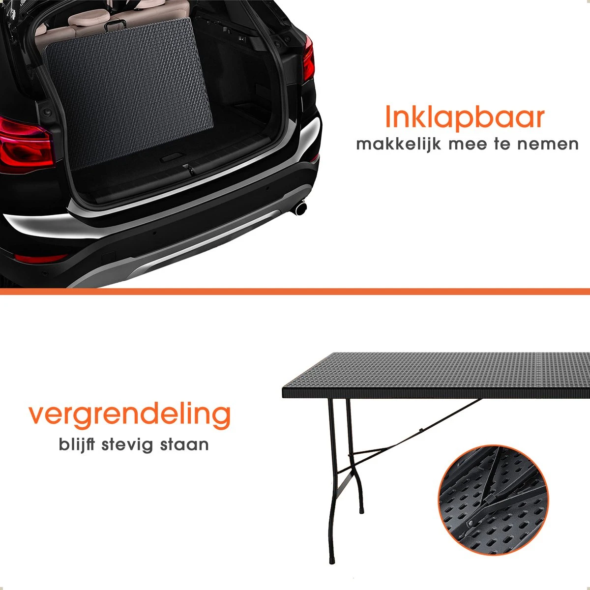 Lenx Klaptafel - Inklapbare Tafel - Opvouwbare Tuintafel - Vouwtafel - Inclusief Handvat En 2 Tafelkleden - 180x75x74cm - 6 Tot 8 Personen 5 Lenx Klaptafel - Inklapbare Tafel - Opvouwbare Tuintafel - Vouwtafel - Inclusief Handvat En 2 Tafelkleden - 180x75x74cm - 6 Tot 8 Personen - Afbeelding 3
