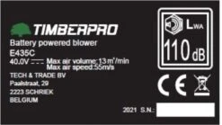 TIMBERPRO - Bladblazer Elektrisch 40V, ZEER Krachtig (incl. 4A Batterij En Incl. Lader) -Tuin En Buiten 1200x676