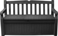 Keter Eden Garden Bench Opbergbank - 265L - 140x60x84cm - Zwart/Grijs -Tuin En Buiten 1200x763