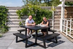 MaximaVida Vierkante Aluminium Picknicktafel Dex 215 Cm Zwart - Lage Instap -Tuin En Buiten 1200x800 61