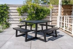 MaximaVida Vierkante Aluminium Picknicktafel Dex 215 Cm Zwart - Lage Instap -Tuin En Buiten 1200x800 62