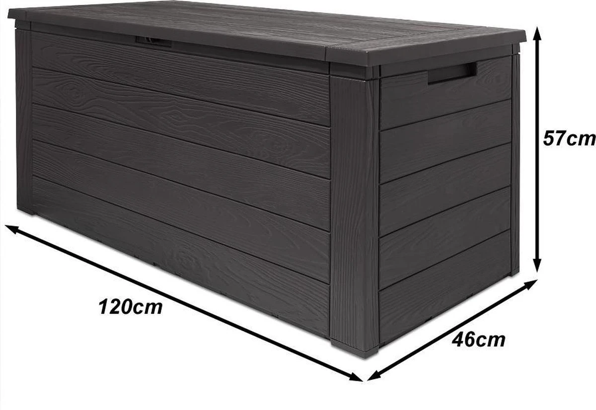 Merkloos Woody Tuin Opbergbox - 324 Liter 45x120x60 Cm - Tuinkussenbox - Antraciet/bruin 6 Merkloos Woody Tuin Opbergbox - 324 Liter 45x120x60 Cm - Tuinkussenbox - Antraciet/bruin - Afbeelding 4