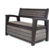 Keter - Hudson Bench Box - 2-zits Bank - Opbergbox - Hout Look & Feel - 227L - 138x63x89cm - Antraciet -Tuin En Buiten 1200x873