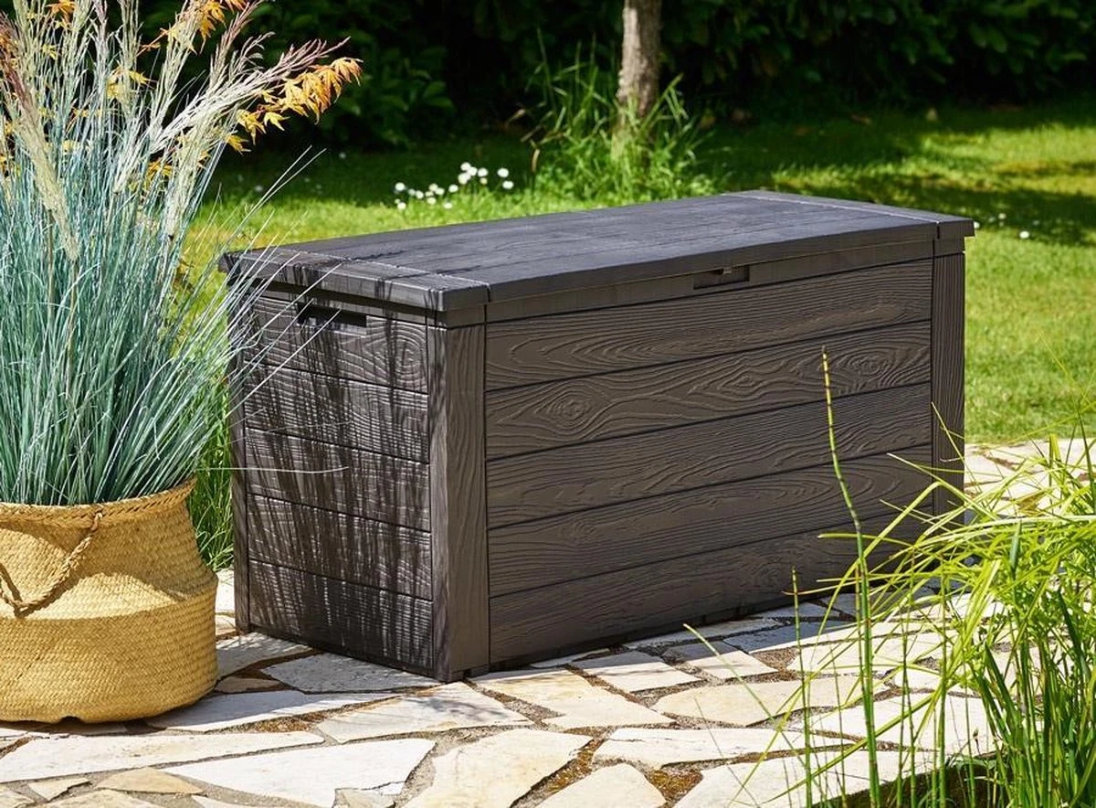Merkloos Woody Tuin Opbergbox - 324 Liter 45x120x60 Cm - Tuinkussenbox - Antraciet/bruin 7 Merkloos Woody Tuin Opbergbox - 324 Liter 45x120x60 Cm - Tuinkussenbox - Antraciet/bruin - Afbeelding 5
