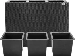 Casaria Staande Plantenbak – Met Waterafvoer 83x30,5x60cm - Zwart -Tuin En Buiten 1200x900 24