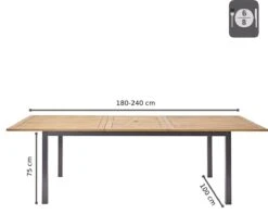 NATERIAL - Uitschuifbare Tuintafel ORIS - Uitschuifbare Tafel Voor 6 Tot 8 Personen - 180-240x100 Cm - Aluminium - Hout Eucalyptus -Tuin En Buiten 1200x958