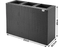 Casaria Staande Plantenbak – Met Waterafvoer 83x30,5x60cm - Zwart -Tuin En Buiten 1200x976 1