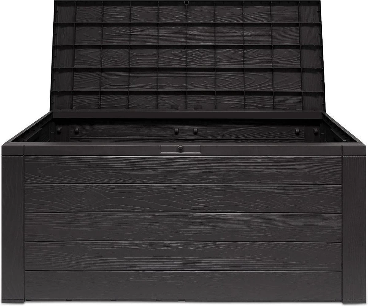 Merkloos Woody Tuin Opbergbox - 324 Liter 45x120x60 Cm - Tuinkussenbox - Antraciet/bruin 9 Merkloos Woody Tuin Opbergbox - 324 Liter 45x120x60 Cm - Tuinkussenbox - Antraciet/bruin - Afbeelding 7