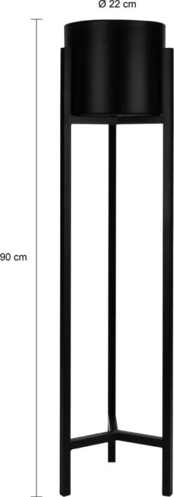 QUVIO Plantenstandaard Inclusief Pot - Staande Plantenbak - Metaal - Plantenbak - Plantenhouders - Planten Zuilen - Voor Buiten - Bloempot - 22 X 22 X 90 Cm - Zwart -Tuin En Buiten 420x1200