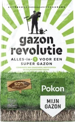 Pokon Gazon Revolutie - 7,5kg - Gazonmest / Graszaad / Bodemverbeteraar - Geschikt Voor 150m² - Binnen 15 Dagen Resultaat -Tuin En Buiten 743x1200 1