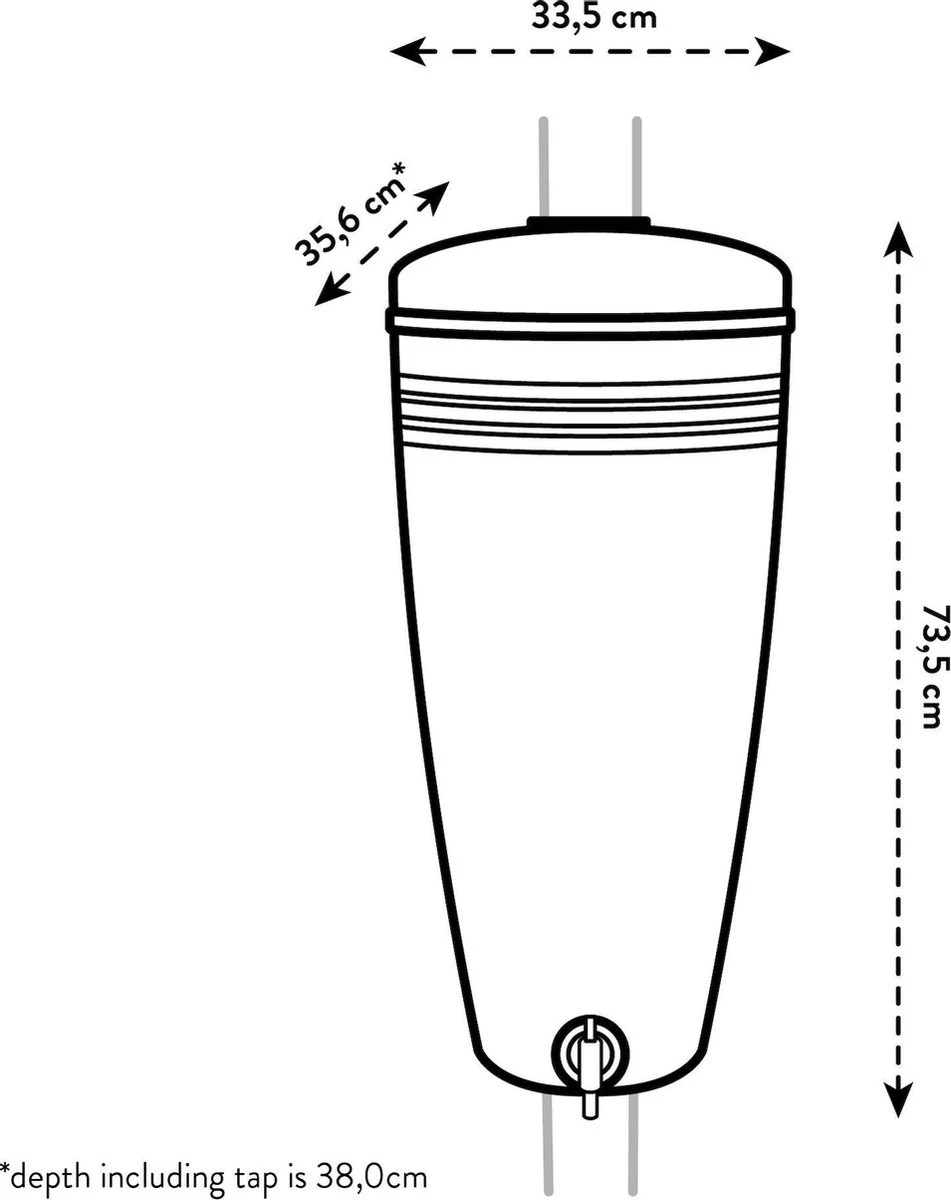 Elho Green Basics Rain Catcher 33 - Regenton Voor Balkonbuiten - Ø 33.5 X H 73.5 Cm - Grijs/Living Concrete 8 Elho Green Basics Rain Catcher 33 - Regenton Voor Balkonbuiten - Ø 33.5 X H 73.5 Cm - Grijs/Living Concrete - Afbeelding 6